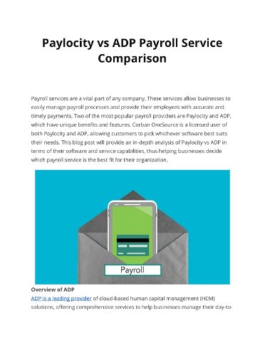 Paylocity vs ADP Payroll Service  Comparison