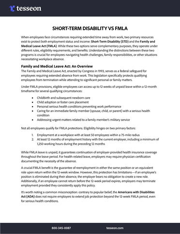 Short-Term Disability VS FMLA